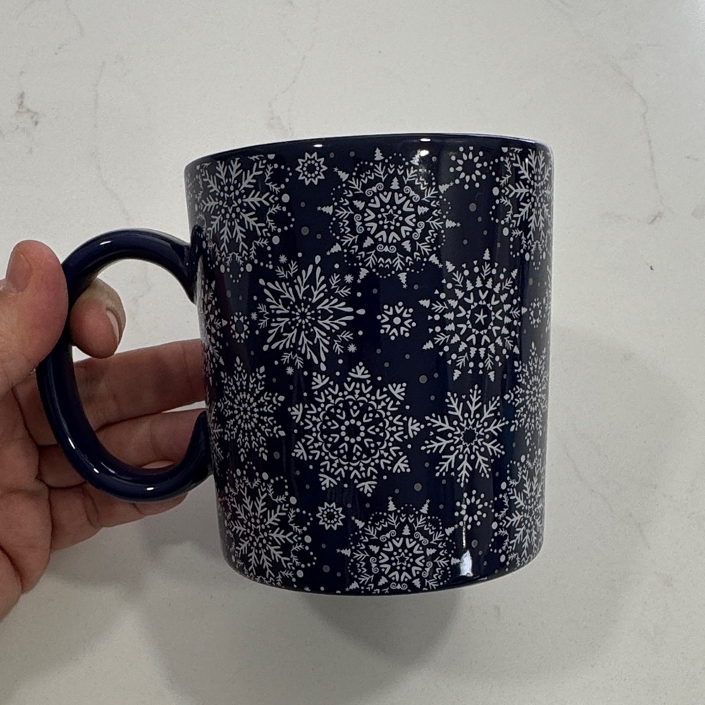 Snowflake Patterned Navy Mug by Chic and Tonic